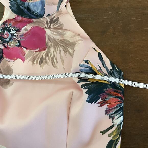 Trina Turk Emotion Halter Sheath Midi Dress Women’s Size 0 Pink Floral Derby - Picture 10 of 11